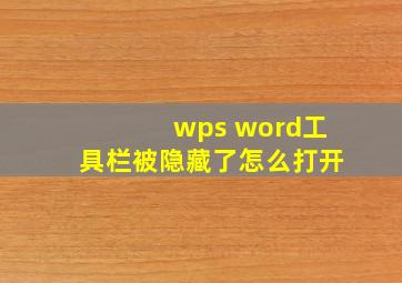 wps word工具栏被隐藏了怎么打开